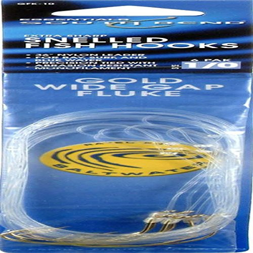 South Bend Gold Wide Gap Fluke Snelled Hook 1/0