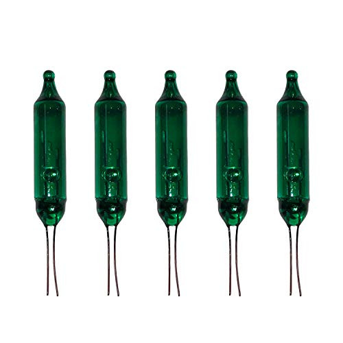 612 Vermont 2.5V Green Mini Christmas Replacement Bulbs for Christmas Trees and Incandescent String Lights Pinched Base 50 Count -0.50 Watt 200 mA-
