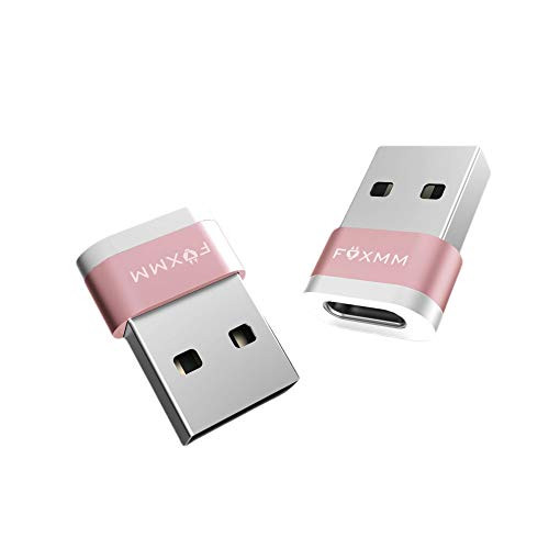 FOXMM USB to USB C Adapter-2 Pack-USB 3.0 to USB-C AdapterUSB to Thunderbolt 3 AdapterUSB Male to USB C Female Adapter OTG for iPhone 11 Pro MaxSamsung GalaxyGoogle Pixel and More. -Rose Gold-