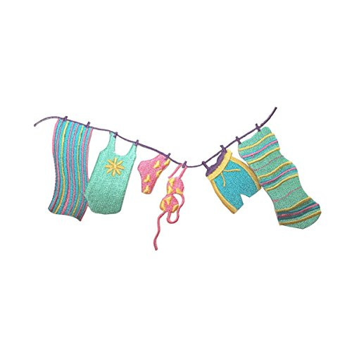 ID 5009 Beach Clothes Line Patch Ocean Vacation Embroidered Iron On Applique