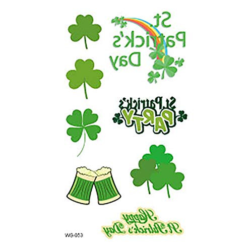 Tattoos StickTattoos Stickers Temporary Tattoos Cute Cartoon People Unique Personality Fake Tattoos Stickers St. Patricks Day Temporary Tattoos Sticker Tattoos for Daily Parade Party Memorial ers Temporary Tattoos Green Shamrock Fake Tattoos Sticker