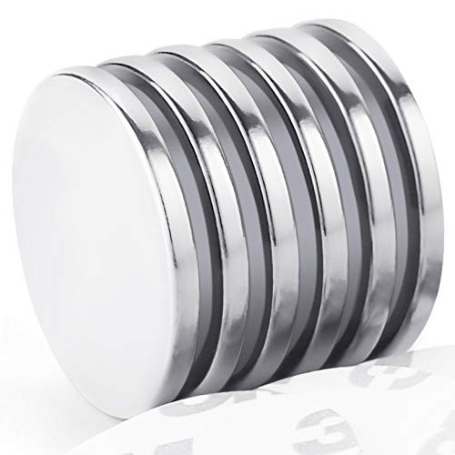 FINDMAG N52 Strong Neodymium Disc Magnets with Double-Sided Adhesive Powerful Permanent Rare Earth Magnets Fridge DIY Building Scientific Craft Office Magnets 1.26 inchD x 1/8 inchH - Pack of 6 FINDMAG N52 Strong Neodymium Disc Magnets with Double-Sided Adhesive Powerful Permanent Rare Earth Magnets Fridge DIY Building Scientific Craft Office Magnets 1.26 inchD x 1/8 inchH - Pack of 6