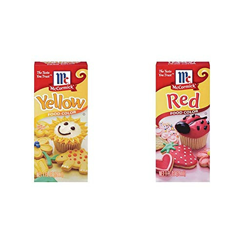 McCormick Yellow Food Color 1 Fl Oz -Pack of 1-  and  Red Food Color 1 fl oz