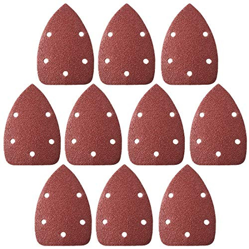 uxcell Detail Sander Sandpaper Triangular Sanding Paper Hook and Loop Sanding Pads Triangle Oscillating Multi Tool 40 Grits 5 Holes 10pcs