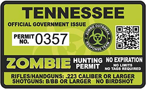 Yellow Dog Tennessee TN Zombie Hunting Permit - Hunter Response Team Unit - 4 inch Outbreak Sticker