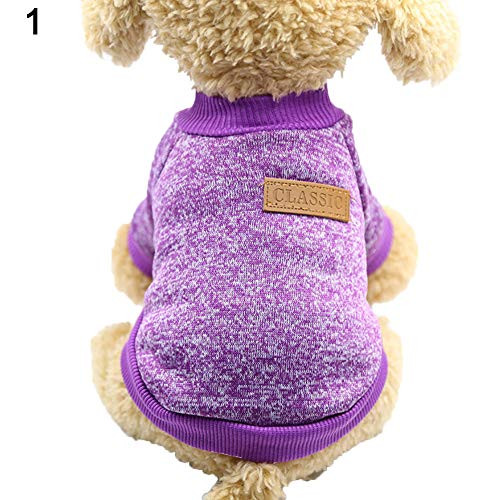 tbpersicwT Pet Sweater Winter Warm Woolen Yarn Dog Sweater Pullover Cat Jacket Coat Pet Clothes Supply Jacket - Purple XS