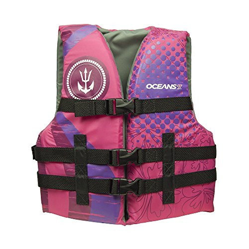 Oceans7 US Coast Guard Approved, Youth Life Jacket, Type III Vest, PFD, Personal Flotation Device, 50 to 90 lbs, Pink