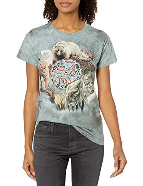 The Mountain Animal Spirit Circle-Lt-S Adult Womans T-Shirt Green Small The Mountain Animal Spirit Circle-Lt-S Adult Womans T-Shirt Green Small