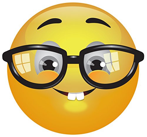 StickerDad -3 PACK- Nerd Smilie Emoji circle vinyl Hard Hat Helmet decal - size 2 inch ROUND - Hard Hat Helmet Windows Walls Bumpers Laptop Lockers etc.