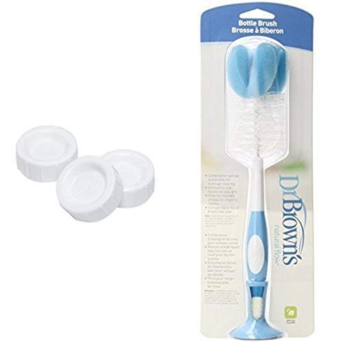 Dr. Browns Natural Flow Standard Storage Travel Caps Replacement 3 Pack and Bottle Brush