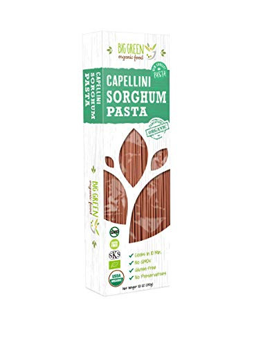 Big Green Organic Food- Organic Sorghum Capellini 8.8oz Gluten-Free Non-GMO -1-