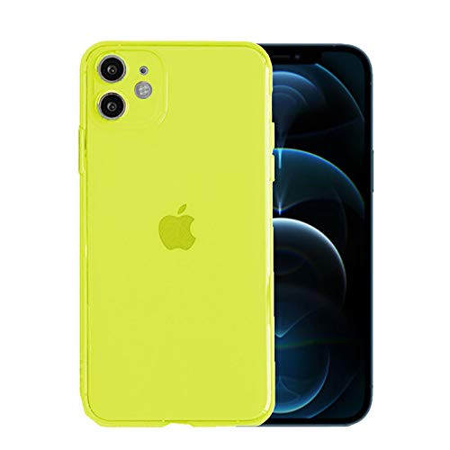 iPhone 12 Mini Case Clear Slim Soft Flexible TPU Shockproof Protective Cover Compatible with iPhone 12 Mini 5.4 inch 2020 -Fluorescent Yellow