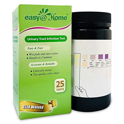 EasyAHome 25 Tests/Bottle Urinary Tract FSA Eligible Infection UTI Test Strips Monitor Bladder Urinary Tract Issues Testing Urine-FDA Cleared for Over The Counter -OTC- USE Urinalysis -UTI-25P-