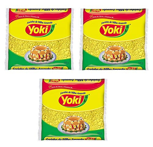 Yoki - Yellow Biju Corn Flour - Harina de Maiz Amarillo - 17.64 Oz -PACK OF 3- - Farinha de Milho Biju Amarela - 500g