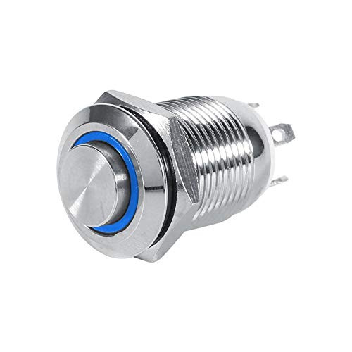 LED Push Button Switch12mm Circle LED Waterproof Metal Momentary Push Button Switch High Flush 4 Pin 1NO -green-