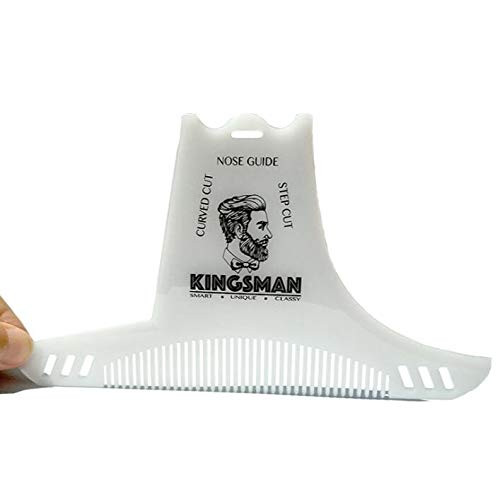 DishyKooker Beard Shaping Tool Beard Styling Template Beard Comb Hair Trimmer Guide Hair Beard Trim Template Comb Mens Shaving Template Tool Great for Lineup  and  Edging White