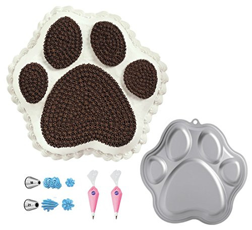 Wilton Paw Print Cake Pan Bundle of 5 Items: Paw Print Cake Pan, Decorating Tips and Decorating Bags