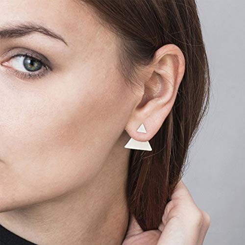 YienDoo Fashion Triangle Sequin Earrings Tiny Triangle Studs Dainty Dangle Geometric Triangle Pendant Ear Drop Earring Set Accessories for Women and Girls -Silver-