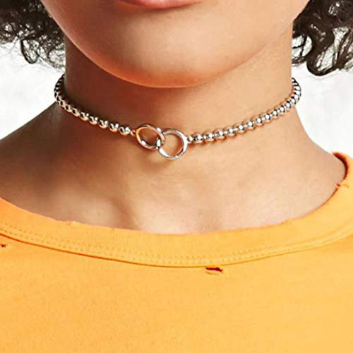 Bomine Vintage Circle Necklace Chain Beaded Choker Necklaces Jewelry Chains for Women and Girls -Sliver- Bomine Vintage Circle Necklace Chain Beaded Choker Necklaces Jewelry Chains for Women and Girls -Sliver-