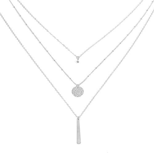 Tgirls Boho Layered Necklace Vertical Pendant Necklace Rhinestone Pendant Jewelry Chain for Women and Girls -Gold-