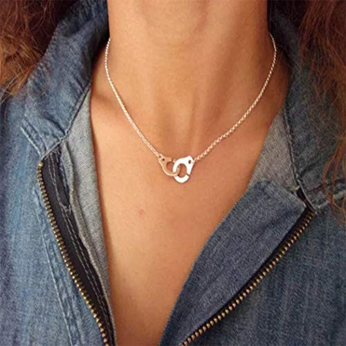 Funyrich Simple Circle Necklaces Chain Handcuffs Pendant Chain Necklace Jewelry for Women and Girls -Gold- Funyrich Simple Circle Necklaces Chain Handcuffs Pendant Chain Necklace Jewelry for Women and Girls -Gold-