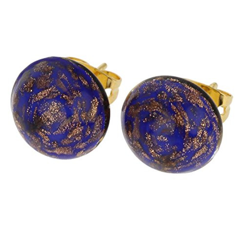 GlassOfVenice Murano Glass Starlight Small Stud Earrings - Navy Blue