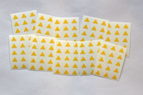 150 Yellow Triangle Stickers - Sticky Coloured Self Adhesive Triangles for Colour Coding