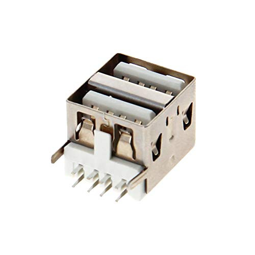 Fielect PCB USB Connector Type A Female Jack 8 Pin Double Layer 90 Degree Short Body 11.5mm No-Edge 10Pcs