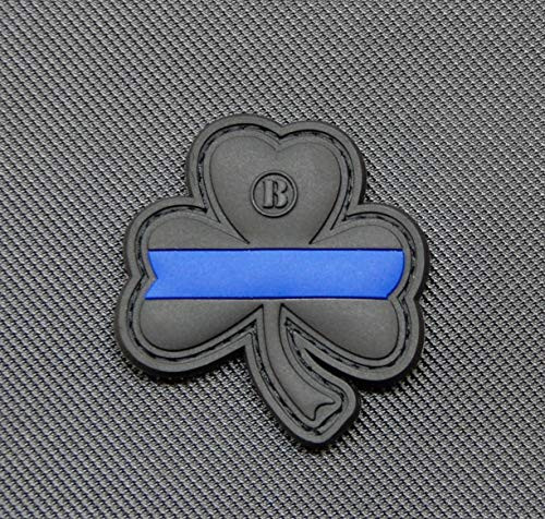 BritKitUSA Thin Blue Line Clover PVC Morale Patch Hook Backing