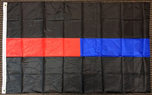 3x5 Blue and Red Line Police Firefighters First Responders Flag Memorial Banner