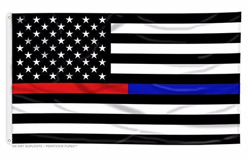 USA Thin Blue Line and Red Line Law Enforcement Police Fire EMS Heros 3X5 Flag