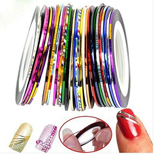 VIDELLY 60 Pieces Nail Striping Tape Line Mixed Colors Rolls Nail Styling Tool Sticker Decal Striping Tape Line Nail Art Decoration Stickers DIY Nail Tip Striping Tape for Nail Art
