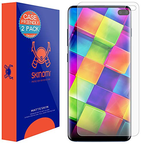Skinomi MatteSkin -2-Pack- Anti-Glare -Case Compatible- TPU Screen Protector for Samsung Galaxy S10 Plus -S10 Plus 6.4 inch- -Will NOT Work w/Verizon Galaxy S10 5G 6.7 inch- Anti-Bubble Matte Film
