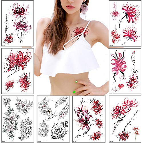 Temporary Tattoo Stickers Flowers for Women Large Body Chest Shoulder Legs Art Makeup Fake Tattoo Waterproof Removable