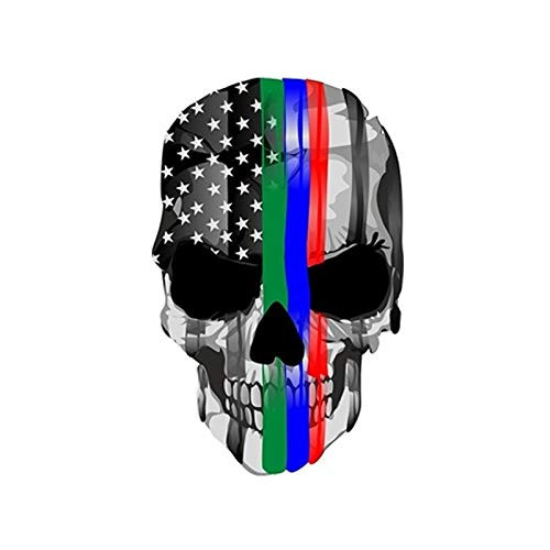 Punisher Skull Thin Red Blue Green Line Realistic American Flag Decal Police Blue Line Car Stickers