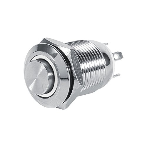 Gorgeri 12mm Circle LED Waterproof Metal Momentary Push Button Switch LED Push Button Switch High Flush 4 Pin 1NO-White-