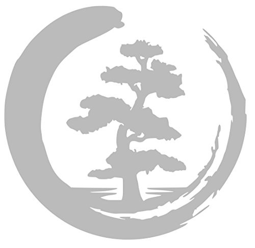 Enso Tree of Life Zen Circle Buddhism Yoga Sticker Decal -7x6 Grey-