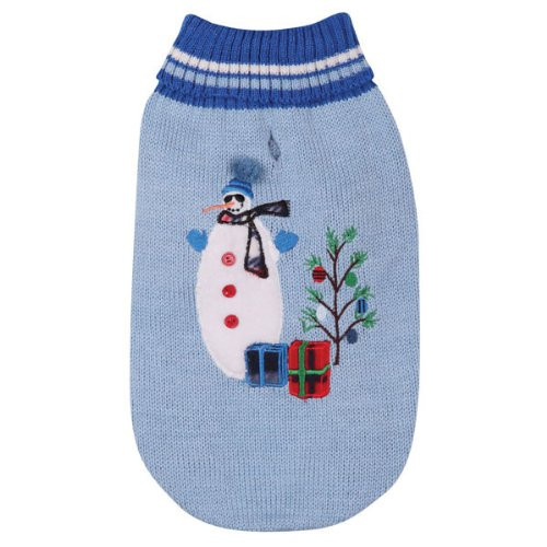 East Side Collection Acrylic Deck The Halls Dog Sweater X-Small 10-Inch Blue