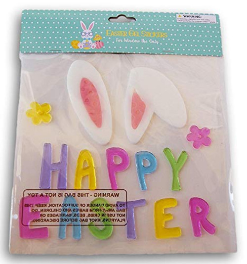 Spring Themed Happy Easter Bunny Ears Gel Window Clings - 15 Piece Spring Themed Happy Easter Bunny Ears Gel Window Clings - 15 Piece