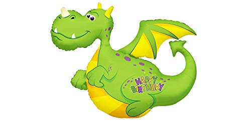 Adorable Green Happy Birthday Dragon 36 inch Foil Party Balloon Adorable Green Happy Birthday Dragon 36 inch Foil Party Balloon