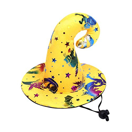 Wishwin Pet Halloween Costumes Yellow Witch Hat Party Dog Headpiece Costume Hat Cosplay Accessories