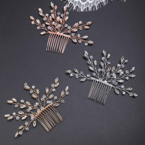 FXmimior Wedding Headpiece Crystal Rhinestone Hair Comb Hair Accessories for Bridal Bridesmaid Women -gold- FXmimior Wedding Headpiece Crystal Rhinestone Hair Comb Hair Accessories for Bridal Bridesmaid Women -gold-