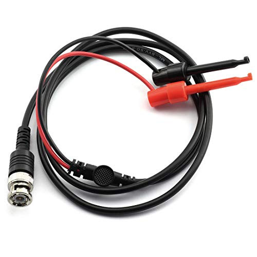 DZS Elec 1-Pack BNC Male Plug Q9 to Dual Minigrabber Testing Hook Clip Test Leads Probe for Oscilloscope