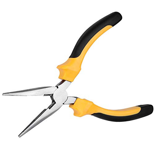 Spasibo Needle Nose Pliers 6 Inch with Wire Cutter Cutting Chain Pliers Insulated Long Nose Pliers are Suitable for Cutter Wire Bending Steel Wire Small Object Grasping Etc-Yellow-