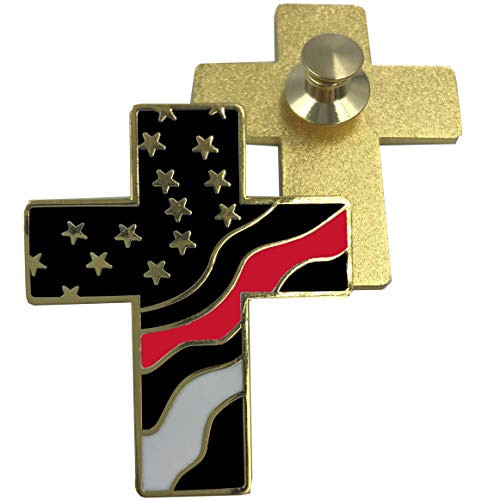 LEO Challenge Coins Thin Red Line American Flag Cross USA Lapel pin Cloisonne Fire Fighter Department Firefighter
