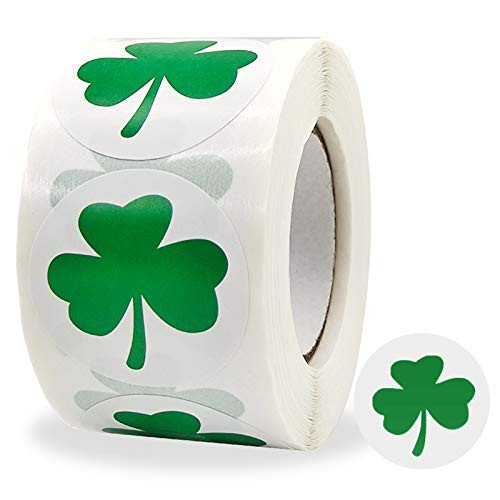 St Patricks Day Stickers - Green Shamrock Roll Sticker Label Lucky Green Irish Self Adhesive Label Leaf Clover Decals Crafts for Bags Boxes Wrap Cards Party Decoration Supplies 1 500 Pieces
