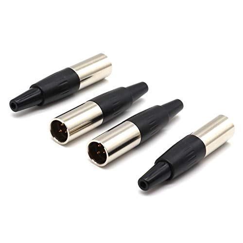 SiYear Mini 3 Pin XLR Male Audio Connector Microphone Cable Socket Adapter -4Pack-