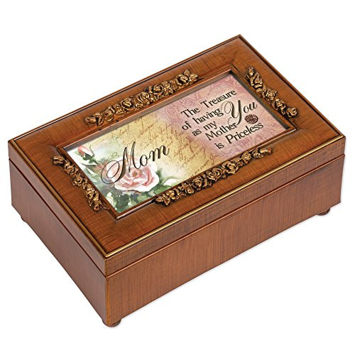 Cottage Garden Mom Woodgrain Petite Rose Music Box/Jewelry Box Plays Wind Beneath My Wings
