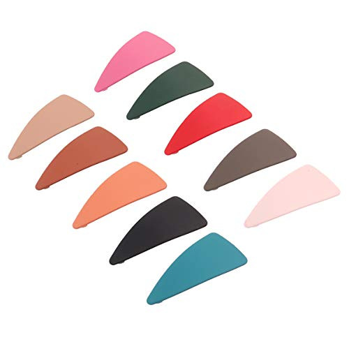 10pcs Colorful Frosted Snap Hair Clips Candy Color Barrettes Hairpins Headwear Hair Accessories for Girls Women -Triangle- 10pcs Colorful Frosted Snap Hair Clips Candy Color Barrettes Hairpins Headwear Hair Accessories for Girls Women -Triangle-