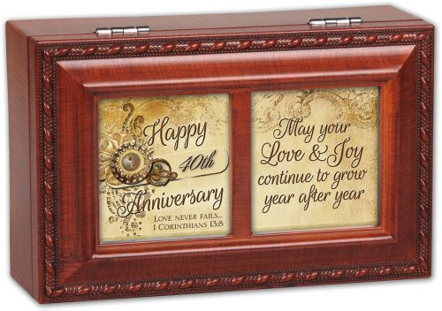 Cottage Garden Happy 40Th Anniversary Woodgrain Petite Music Box/Jewelry Box Plays Amazing Grace Cottage Garden Happy 40Th Anniversary Woodgrain Petite Music Box/Jewelry Box Plays Amazing Grace